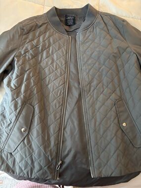 Charles River Apparel Quilted Bomber Jacket in Gray